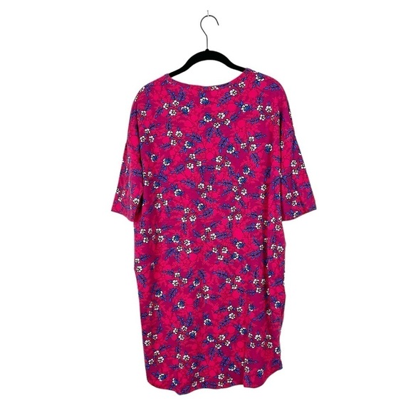 LuLaRoe Red Floral Colorful Irma Short Sleeve Hi-Lo Tunic Top Size XXS - Picture 4 of 8
